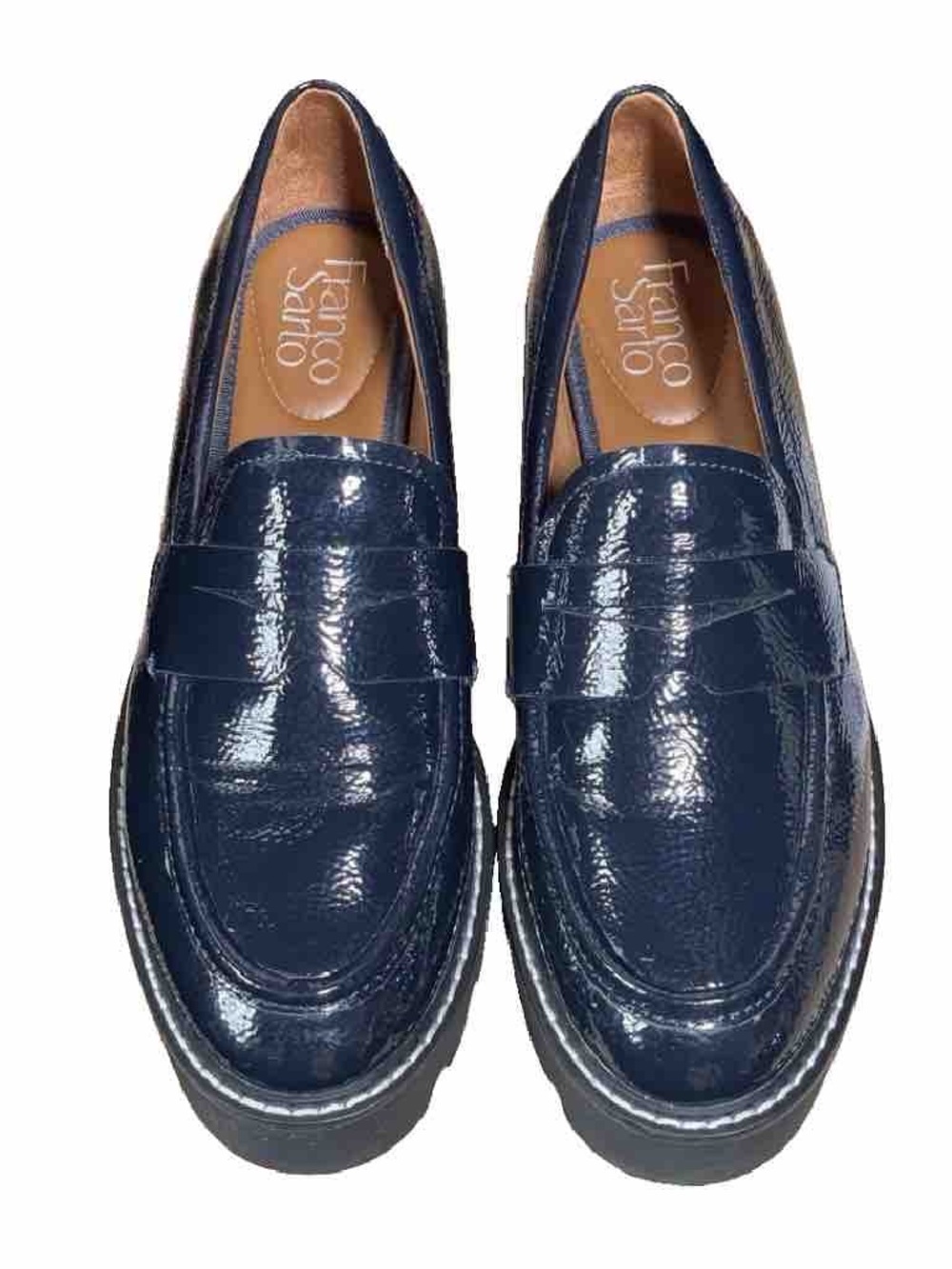 Franco Sarto Balin Patent Leather Lug Sole Chunky Loafers Midnight Blue (Size: 7 - Picture 4 of 16